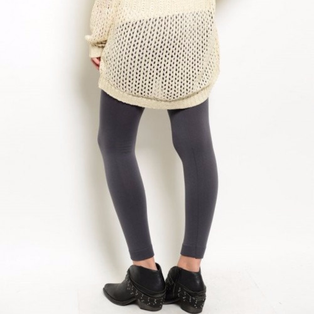 FLEECED LINED GRAY LEGGINGS - Picture 4 of 4